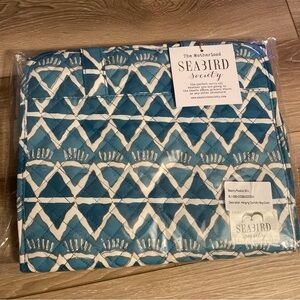 NWT Seabird Society Blue and White Tribal Hanging Cosmetic Bag
